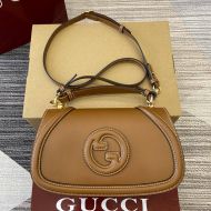 Gucci Small Blondie Top Handle Bag In Smooth Leather 815714 Brown