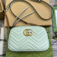 Gucci Small Marmont Shoulder Bag In Matelasse Leather 447632 Sky Blue