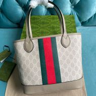 Gucci Small Ophidia Stripe Tote In GG Supreme Canvas 726762 Beige/Khaki