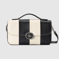 Gucci Small Petite Versatile Bag In Patchwork Leather 739721 Black/White