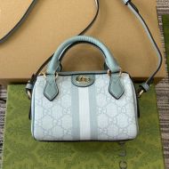 Gucci Super Mini Ophidia Boston Bag In GG Supreme Canvas 781490 Sky Blue