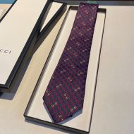 Gucci Tie GG Horsebit Jacquard Silk Navy Blue