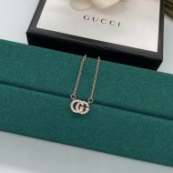 Gucci Double G Crystals Necklace In Rose Gold