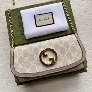Gucci Large Blondie Continental Chain Wallet In GG Supreme Canvas Apricot