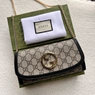 Gucci Large Blondie Continental Chain Wallet In GG Supreme Canvas Beige/Black