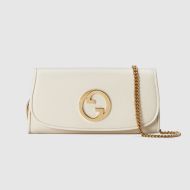 Gucci Large Blondie Continental Chain Wallet In Leather White