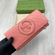 Gucci Large Blondie Continental Wallet In Subtler Leather Pink