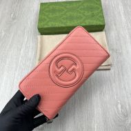 Gucci Large Blondie Zip Around Wallet In Subtler Leather Pink