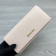 Gucci Large Continental Wallet with Logo Script In Leather Pink