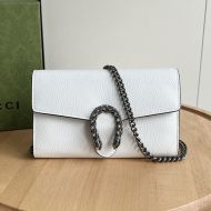 Gucci Large Dionysus Chain Wallet In Textured Leather White