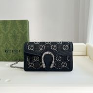 Gucci Super Mini Dionysus Crossbody Bag In GG Supreme Denim Black