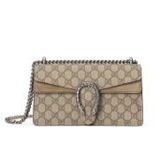 Gucci Small Dionysus Crossbody Bag In GG Supreme Suede Beige/Brown