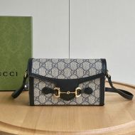 Gucci Mini Horsebit 1955 Crossbody Bag In GG Supreme Canvas Beige/Black