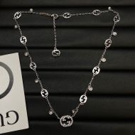 Gucci Interlocking G Diamond Necklace In Silver