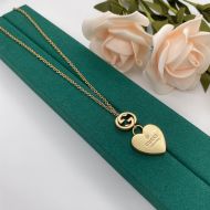 Gucci Interlocking G Heart Pendant Necklace In Gold