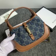 Gucci Mini Jackie 1961 Shoulder Bag In GG Supreme Denim Blue/Brown