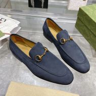 Gucci Jordaan Loafers Men Suede Blue