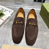 Gucci Jordaan Loafers Men Suede Coffee