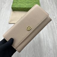 Gucci Large Marmont Continental Wallet In Textured Leather Khaki/Yellow