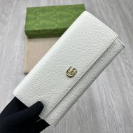 Gucci Large Marmont Continental Wallet In Textured Leather White/Blue