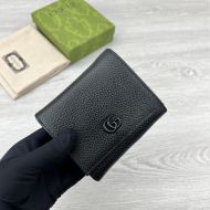 Gucci Medium Marmont Flap Wallet In Textured Leather Black