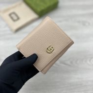 Gucci Medium Marmont Flap Wallet In Textured Leather Khaki/Yellow