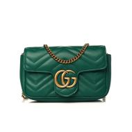 Gucci Mini Marmont Flap Shoulder Bag In Matelasse Leather Green