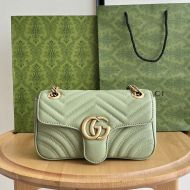 Gucci Mini Marmont Flap Shoulder Bag In Matelasse Leather Mint Green