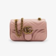 Gucci Mini Marmont Flap Shoulder Bag In Matelasse Leather Nude