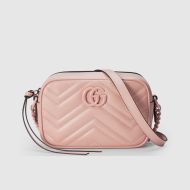 Gucci Mini Marmont Shoulder Bag In Matelasse Leather Pink