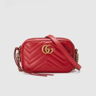 Gucci Mini Marmont Shoulder Bag In Matelasse Leather Red