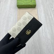 Gucci Small Marmont Compact Wallet In GG Supreme Canvas and Textured Leather Apricot/Black