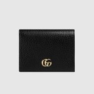 Gucci Small Marmont Compact Wallet In Textured Leather Black