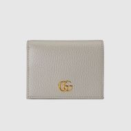 Gucci Small Marmont Compact Wallet In Textured Leather Grey/Pink