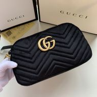 Gucci Small Marmont Shoulder Bag In Velvet Black