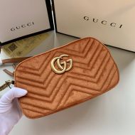 Gucci Small Marmont Shoulder Bag In Velvet Brown