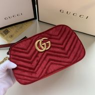 Gucci Small Marmont Shoulder Bag In Velvet Burgundy