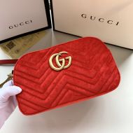 Gucci Small Marmont Shoulder Bag In Velvet Red