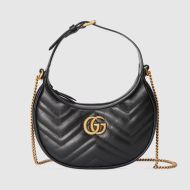 Gucci Mini Marmont Half-Moon Bag In Matelasse Leather Black