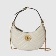 Gucci Mini Marmont Half-Moon Bag In Matelasse Leather White