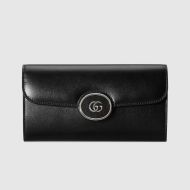 Gucci Large Petite Continental Wallet In Leather Black