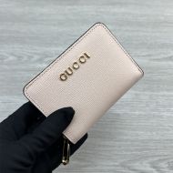 Gucci Small Travel Wallet with Logo Script In Leather Pink