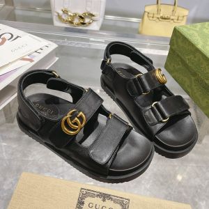 Gucci Double G Sandals Women Leather Black