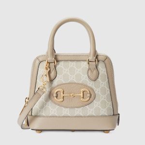 Gucci Mini Horsebit 1955 Top Handle Bag In GG Supreme Canvas Apricot