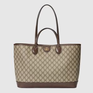 Gucci Medium Ophidia Tote In GG Supreme Canvas Beige/Brown