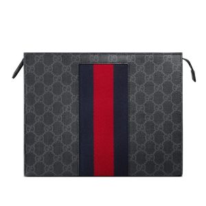 Gucci Pouch In GG Supreme Canvas Black