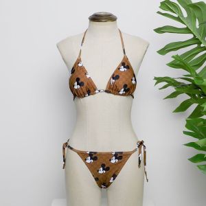 Gucci Bikini with Mickey Mouse Women GG Supreme Lycra Brown