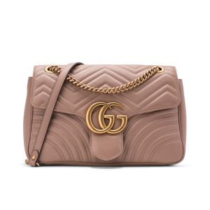 Gucci Medium Marmont Flap Shoulder Bag In Matelasse Leather Nude