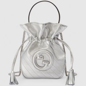 Gucci Mini Blondie Bucket Bag In Subtle Leather 760313 Silver