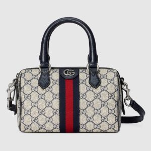 Gucci Mini Ophidia Boston Bag In GG Supreme Canvas 772053 Beige/Blue